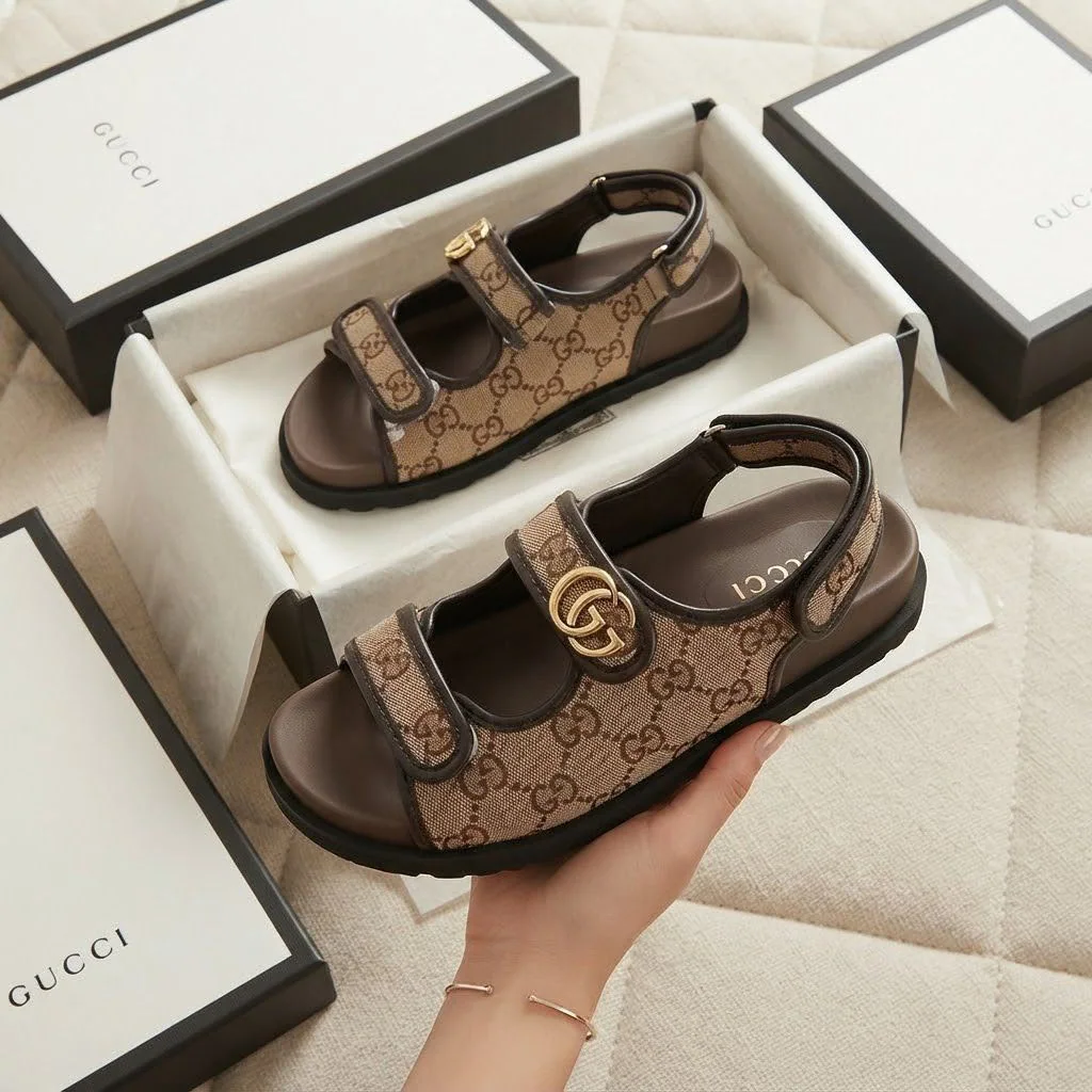 Sandalia Velcro estilo Gucci GG