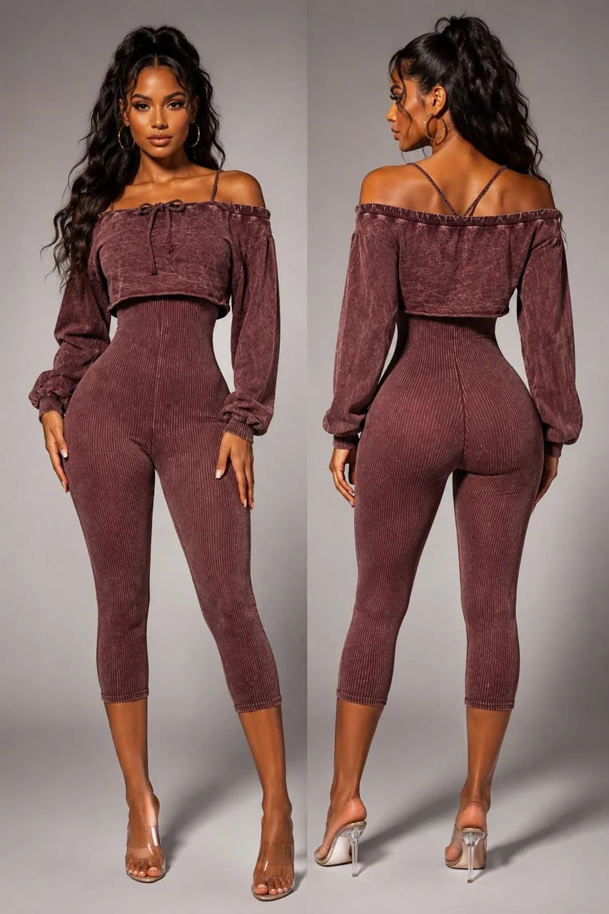 Conjunto Top Hombros Descubiertos y Capri