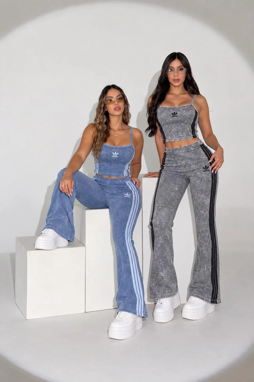 Conjunto Retro Tiras Top + Bota Ancha