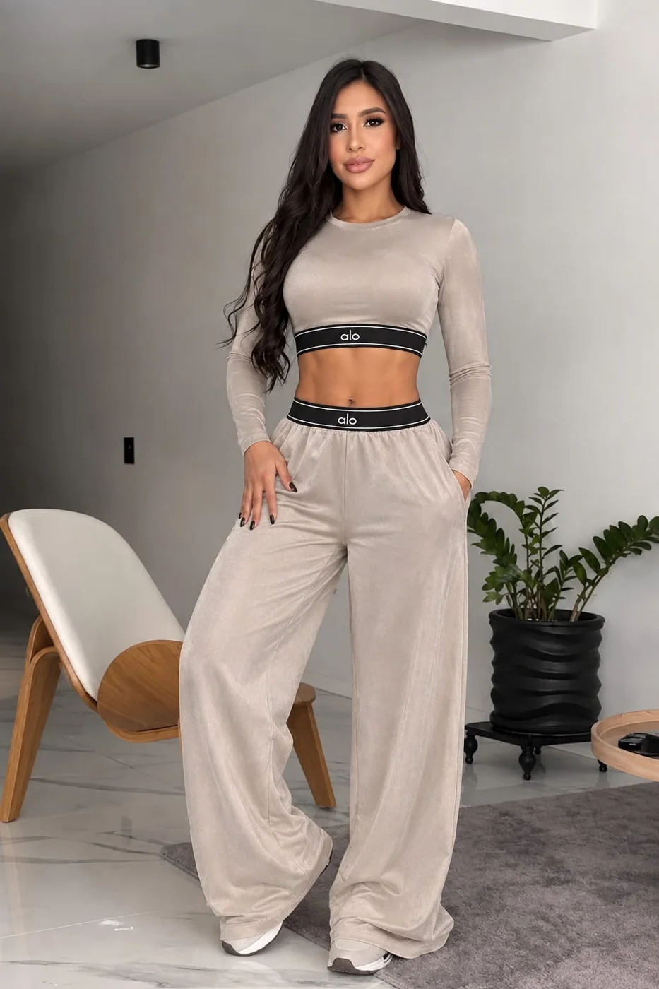 Conjunto Deportivo Crop + Pantalón Ancho